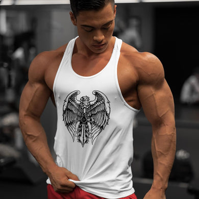 Cotton Gym Tank Top Men Sleeveless Bodybuilding Animal Eagle Printed